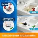 Flexisnake Drain Weasel Hair Clog Remover Kit Plumbing Snake Auger for Cleaning Shower, Bath Tub, Bathroom Drains with Rotating Handle and 5 Disposable Wands, Made in USA