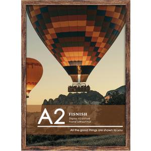 A2 Picture Frame Brown, Classic 16.5x23.4 Poster Frame, Horizontal or Vertical Wall Mounting, 1 Pack