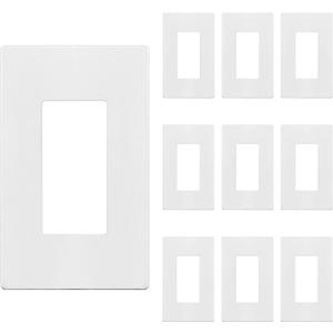 ENERLITES Screwless Decorator Wall Plate Child Safe Outlet Cover, Size 1-Gang 4.68" H x 2.93" L, Polycarbonate Thermoplastic, SI8831-W-10PCS, White (10 Pack)