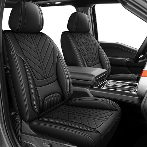 Ahsrnl for Ford Seat Covers F150 2009-2024 2025 2026 & F250 F350 F450 2017-2026 XL XLT Lariat Platinum and More Trims Seat Protectors with Lumbar Support(2PCS Front, Black)