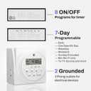 BN-LINK Indoor Digital Timer Outlet, Dual Outlet 7 Day Programmable Light Switch, 3 Prong Plug in Timers for Electrical Outlets, Lamps, Fans, 8 On/Off Programs, 2 Pack, 15A/1875W, ETL Listed