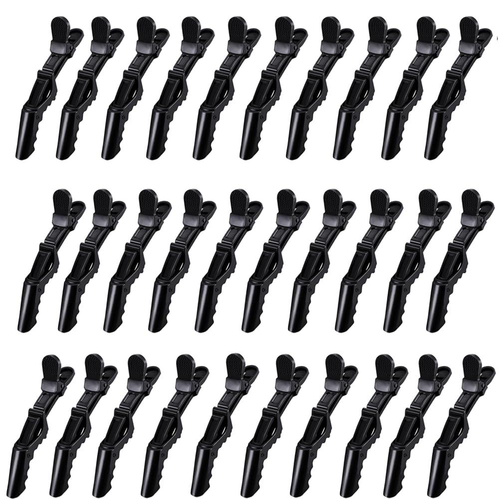 30 Pcs Alligator Hair Clip for Styling Sectioning - Salon Hair Clip for Thick Hair, Plastic Hair Styling Clip with Wide Teeth & Double-Hinged Design (Black) (1 Count (Pack of 30))