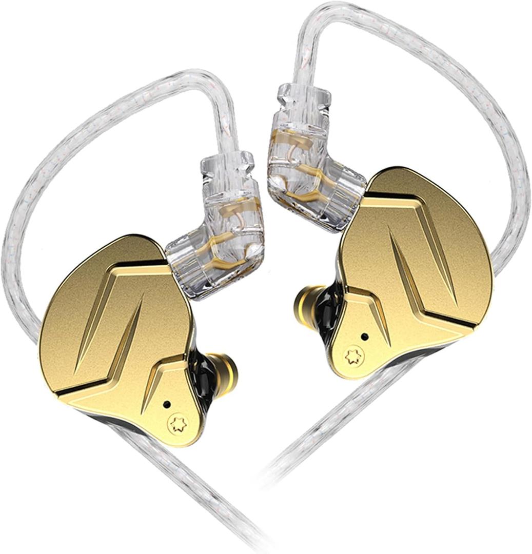 KZ ZSN Pro X Gaming Earbuds, HIFI in ear Headphones High Fidelity in ear Monitor with Hybrid Dual Driver, 1ba 1dd iem Earphone with Detachable Tangle-Free Cable for Computer Tablet (Gold, without mic)