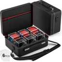 Proijeut Card Deck Box with Portable Case, 6 Pack Clear Commander Deck Box with 6 Dividers, Holds 600+ Double Sleeved Cards, Fit for MTG, YuGiOh, TCG (Black)