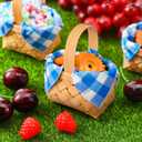 Geelin 12 Pcs Mini Flower Girl Basket Mini Woven Baskets with Handles 20 Sheets Paper Napkins Wood Chip Flower Fruit Picnic Holder Chip Bucket for Wedding Party Gifts Baby Shower Birthday Decoration