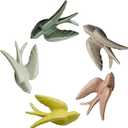 Dorlotou Ceramic Hanging Swallows Sparrow Birds Wall Decor Decoration 3D European Retro Style One Size Multicolored for Living Dining Room (Set)