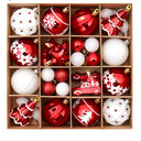 42Pcs Christmas Tree Decorations Ornament Set, Colorful Shatterproof Plastic Baubles Hanging Ornaments Xmas Tree Ball for Christmas Holiday Party Home Decoration, Red White
