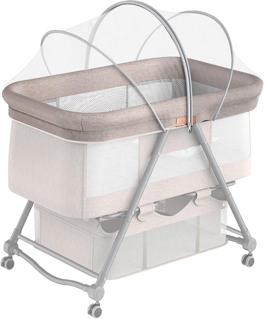 DUOMI Bassinet Cover for Cats with Two-Way Zipper,Portable Bassinet Mosquito Net Cover,Mosquito Net to Keep Pets Out(White), Full