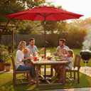 9ft 2-Tiers Patio Umbrella,Outdoor Market Table Umbrella with Push-Button Tilt & Crank | UV Protection,Suit for Backyard,Garden,Pool,Deck(Red)