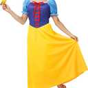 AOBUTE Womens Princess Costume Halloween Fairytale Blue Yellow Dress, Small