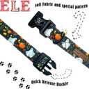 Elegant little tail Halloween Dog Collar, Pumpkin with Ghost Print Black Halloween Pet Collars Cotton Soft Sturdy Puppy Collars Holiday Female Adjustable Collar for Large Dogs (Large (Pack of 1))