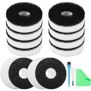 tuvisin Foam and Carbon Rings Filter Replacement Compatible with Biorb Aquariums(5 carbon foams, 5 regular foams, 2 cleaning brushs and 1 piece cleaner pad)