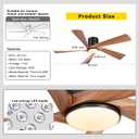 Ohniyou 52 Flush Mount Farmhouse Ceiling Fan with Lights, Remote & APP Control Low Profile Indoor Outdoor Ceiling Fans, Dimmable, Quiet DC Motor, Reversible, Black+Wood Color