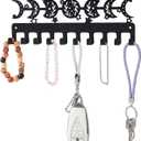 SUPERDANT Moon Phase Metal Key Hook Moon Phase Decorative 10 Hooks Black Key Holder Organizer Wall Hanging Hooks Personalized Keys Hanger Dog Leash Hanger for Home Wall Front Door