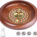 Extguds 16 Inch Wooden Roulette Wheel, Handcrafted Casino Style Solid Wood Roulette with 4 Metal Roulette Balls for Adults, Premium Gift for Game Night Party