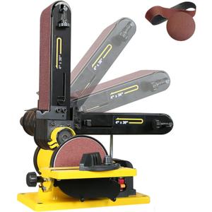 Woodskil 4.3A Belt Sander, 4 x 36 in. Belt & 6 in. Disc Sander, Double Dust Exhaust Port, Steel Base, 2Pcs Sandpapers Included
