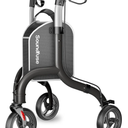 3 Wheel Walkers for Seniors, Lightweight Foldable Aluminum Rollator Walker, Height Adjustable Three Wheel Walker, Black