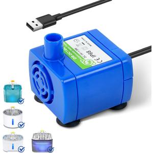 IP68 DR-DC160 submersible water pump Cat Water Fountain Pump for Tritone Ceramic, Stainless Steel, Round Flower Cap Cat Fountains, Automatic Pet Water Dispenser Replacement Pump (No LED)