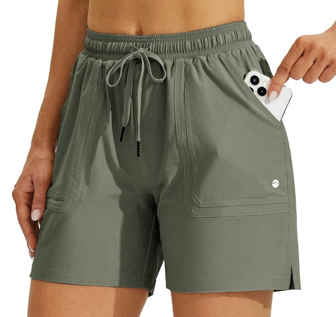 Willit Women's 5" Hiking Shorts Golf Athletic Outdoor Shorts Quick Dry Workout Summer Water Shorts with Pockets XL