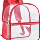 Paxiland Clear Backpack Stadium Approved 12126 with Reinforced and Wider Shoulder Straps, Small Clear Bag for Schools, Concerts, Work, Festivals and Sporting Events - Red