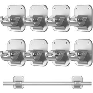 8 PCS Apartment Dorm Decor Curtain Rods No Drilling Brackets,No Drilling Holder Renter Friendly Adhesive Curtains Hooks for Hanging Drapes Rv Over Blinds Dorm Kitchen Bedroom Home Bathroom