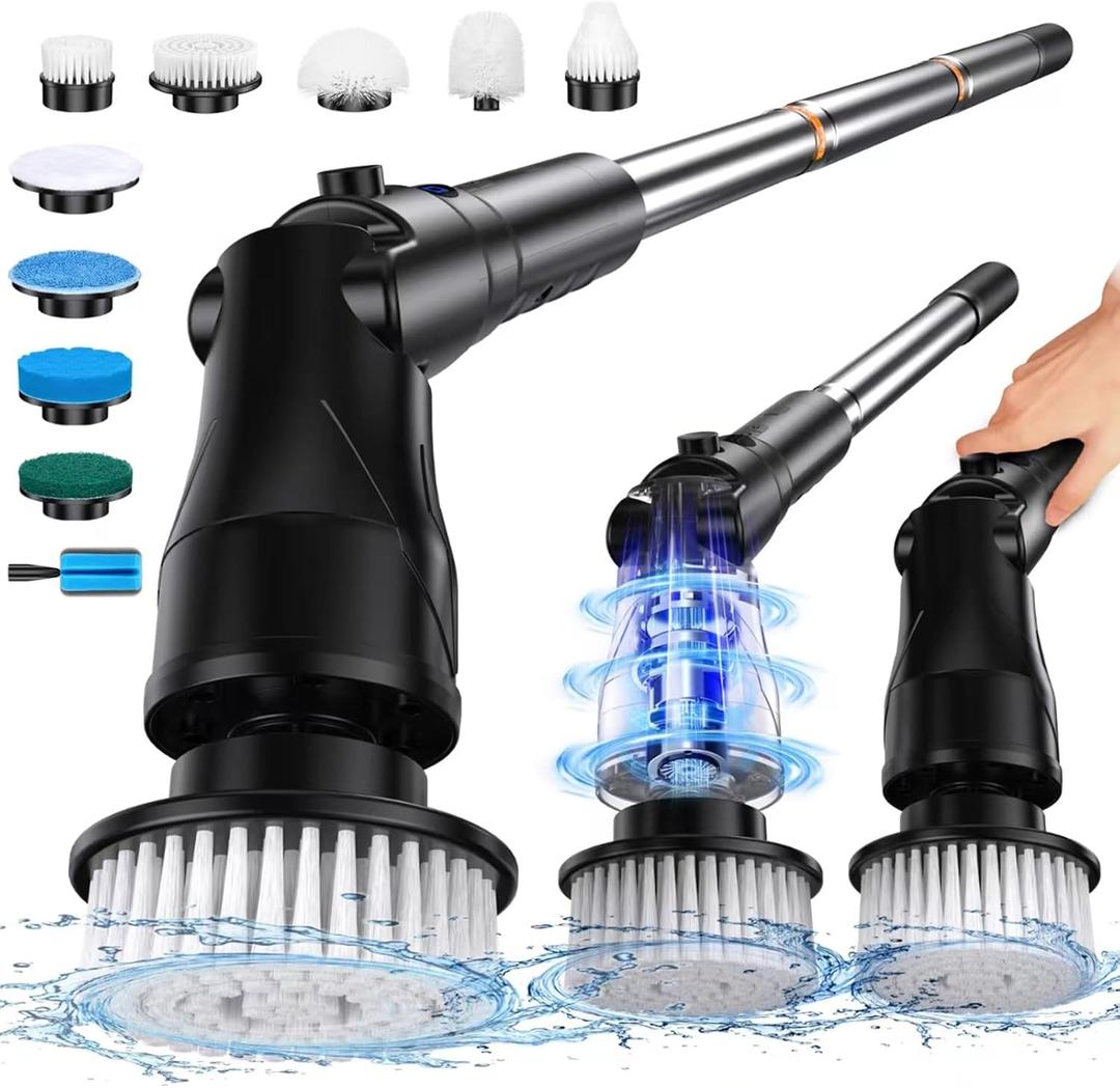 Electric Spin Scrubber,Power Spin Scrubber Brush for Bathroom with 10 Replacement Head