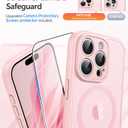 FNTCASE for iPhone 15 Pro Case: [Compatible with Magsafe] Translucent Matte Cases with [Full Camera Protection] [Screen Protector] Military Grade Shockproof Protective Phone Cover - Light Pink