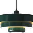 Mid Century Pendant Light Fixtures Ceiling Pendant Lighting 3-Layer Metal Shade Design Vintage Flush Mount Light for Dining Table Kitchen Island Hallway (Green)