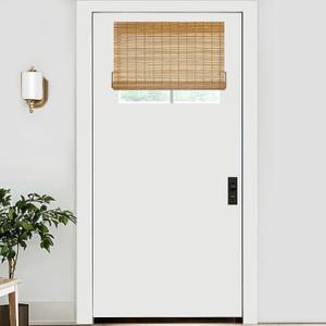 LazBlinds No Tools No Drill Bamboo Roller Shades, Cordless Bamboo Blinds, Light Filtering Roll Up Blinds for Windows, French Door, Porch or Patio, 26'' W x 20'' H, Squirrel