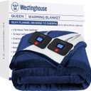 Westinghouse Electric Blanket Queen, Heated Blanket Queen Size with 10 Heating Levels and 1 to 12 Hours Heating Time Settings, Flannel to Sherpa Reversible, Machine Washable (84" x 90", Navy)