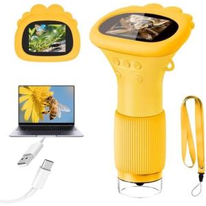 Acoath Microscope for Kids, 1000X Handheld Digital Miniscope with 2.0" Screen, Portable Pocket Microscope Education Toys Birthday Gifts for Age 3 4 5 6 7 8 9 10 Girls Boys