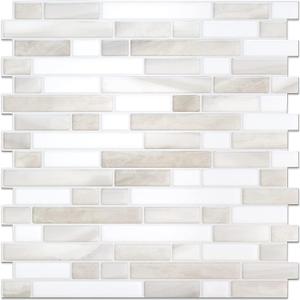STICKGOO Thicker Design Peel and Stick Tile Backsplash, 1212Stick on Backsplash for Kitchen, Self Adhesive Tile for Kitchen Backsplash and Bathroom(1 Sheet) (Beige & White)