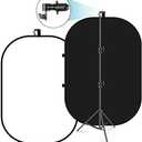 Neewer 5x7ft/1.5x2m Chromakey Foldable Backdrop with Stand 8.5ft/2.6m, 2-in-1 Reversible Black White Green Background Panel for Photography Studio, Live Streaming, Video Calls, Games