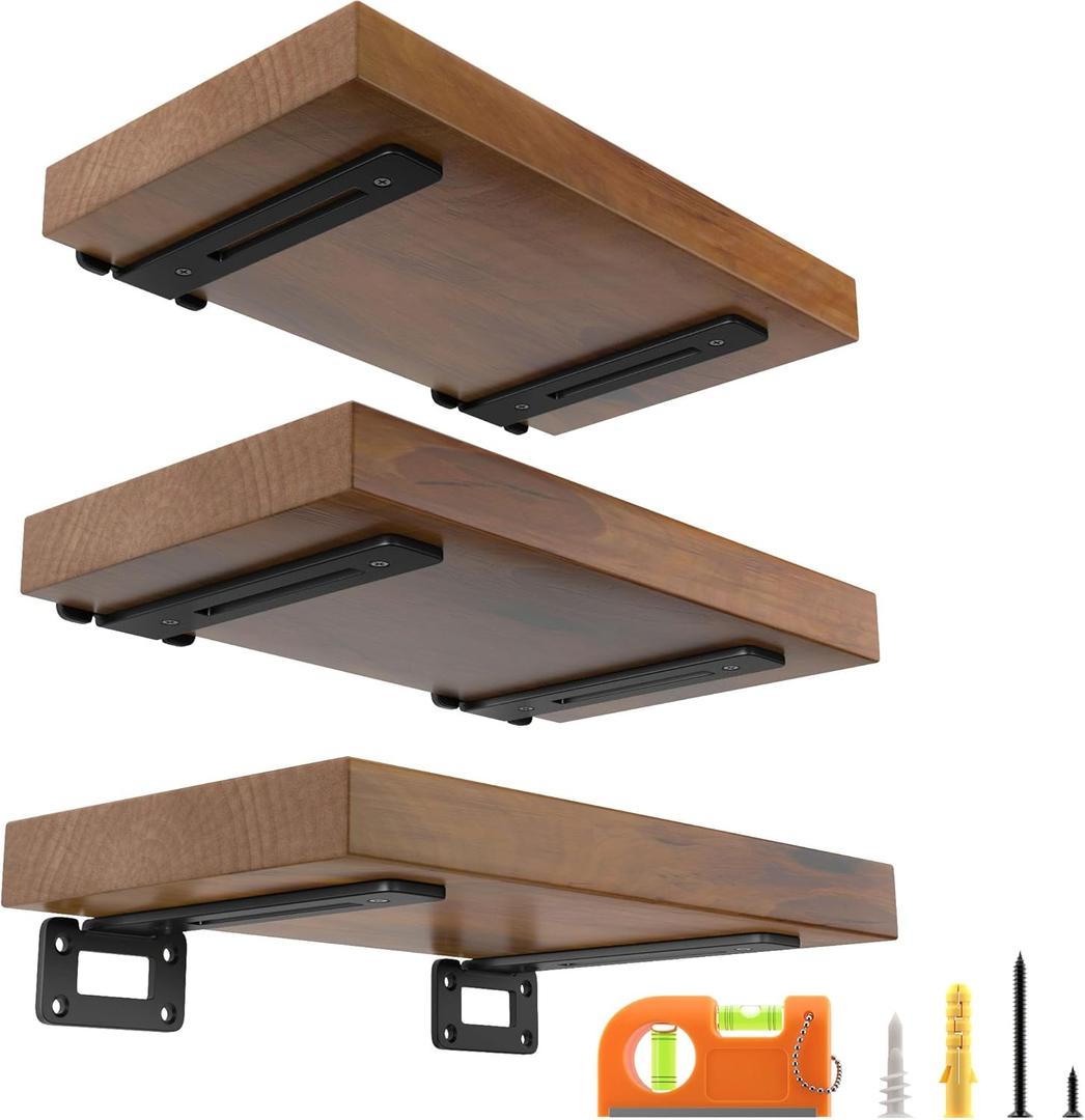 LEOPO 6 Inch 6 Pack Openwork T Shelf Brackets for DIY Floating Shelf,1/5 Inch Thick Heavy Duty Metal Shelf Bracket,L Brackets for Shelves Support