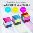 QFkris Glass Mixing Color Cube (2.2inch) Magic Prism Cube for Science and Educational, Photography Crystal Prism, X-Cube for Desktop Decoration