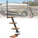 Boat Trailer Steps，Heavy Duty 4-Step Boat Trailer Steps
Safety Grab Handle，Non-Slip Textured Tread，450 LBS Weight Capacity，Universal Fit for 3" x 3" & 3" x 5"