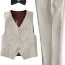 YuanLu Boys' 3Piece Set with Collared Dress Shirt, Vest, Bow Tie and Pants