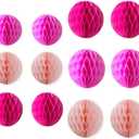 12pcs 8 inch 10 inch Tissue Paper Honeycomb Balls Party Backdrop Decoration Paper Flower Balls Craft Kit for Wedding Room Birthday Baby Shower (Pink Set)