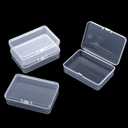 4 Pcs Small Plastic Box, 4x3x1 Inch Mini Clear Storage Containers Box with Lid Small Rectangle Business Card Boxes Plastic Organizer Case for Collecting Sticker Accessories Craft Beads Jewelry Screws