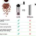 LHS Manual Coffee Grinder Stainless Steel Portable Hand Crank Coffee Mill Grinder Ceramic Conical Burr with Adjustable Coarseness for Home, Office or Traveling