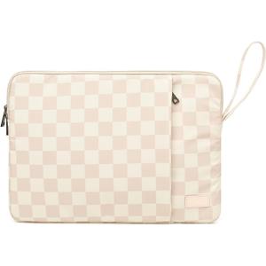 Laptop Sleeve 13.3 inch14 Inch, 15.6inchWater Resistant Traveling Computer Cover with Handle, Shockproof Protective Carrying Laptop Case (Y8-Khaki Checker, 12.5 inch-13.5 inch)