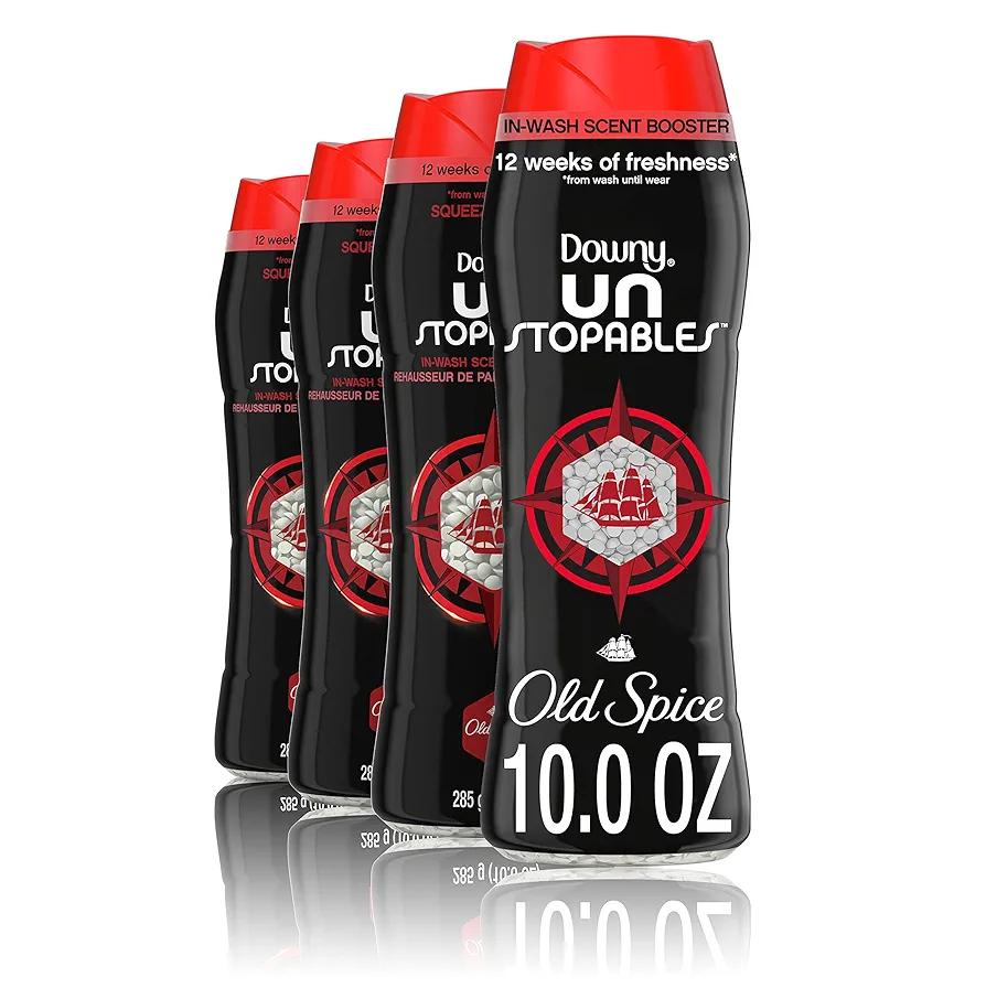 Downy Unstopables Laundry Scent Booster Beads for Washer, Old Spice, 10 Ounce (Pack of 4)