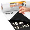 Crawl Space Vapor Barrier, 16 Mil Vapor Barriers, 10' x 100', Drop Cloth Vapor Barrier Covering for Crawl Space Encapsulation, Heavy Duty Polyethylene Plastic Sheeting, Black and White Panda Film