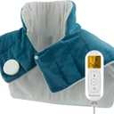 Comfytemp Heating Pad for Neck and Shoulders and Back, FSA HSA Eligible 2.6lb Weighted Electric Heat Pad for Pain Relief, Large Heated Wrap, 9 Heat Settings, 11 Auto-Off, Gifts for Women Men Mom Dad (Blue)