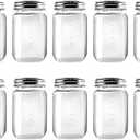 novelinks 16 Ounce Clear Plastic Jars Containers With Screw On Lids - Refillable Round Empty Plastic Slime Storage Containers for Kitchen & Household Storage - BPA Free (10 Pack)