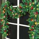9 Foot Christmas Lighted Garland, Battery Operated Christmas Garland with Lights, Pre Lit Garland Wreath for Indoor Home Winter Holiday New Year Xmas Decorations