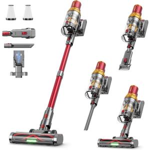 Cordless Vacuum Cleaner, 185AW Powerful Suction Vacuum Cleaner for Home, 65Mins Runtime Self-Standing Stick Vacuum, Anti-Tangled, Lightweight Vacuum Cordless for Home Hardwood Floor Carpet Pet Hair
