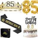 85th Birthday Gifts for Men, 85th Birthday Decorations for Men, Party Decor Supplies Including King Crown & Sash & Balloons & Cake Topper & Candles