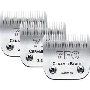 3pcs 7FC Blades Dog Grooming Replacement Blades Compatible with Andis Dog Clipper,Ceramic Blade & Stainless Steel Blade