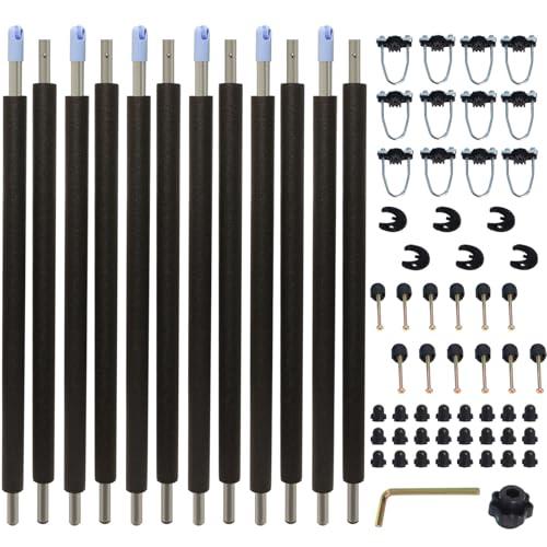 Wadoy Trampoline Poles Replacement Enclosure Poles Kit Black Universal Fits 6 Straight Poles Round Frame with Clamp and Hardware for 12Ft, 13Ft, 14Ft, 15Ft, 16 Ft Trampolines